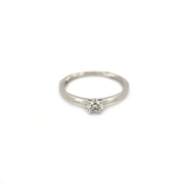 PT900K Platinum Ring Studded With Round Diamond with 0.35ct