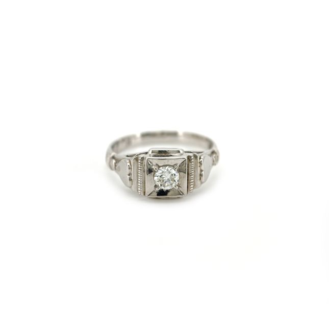 5.74K White Gold Ring Studded With Round Diamond with 0.30ct