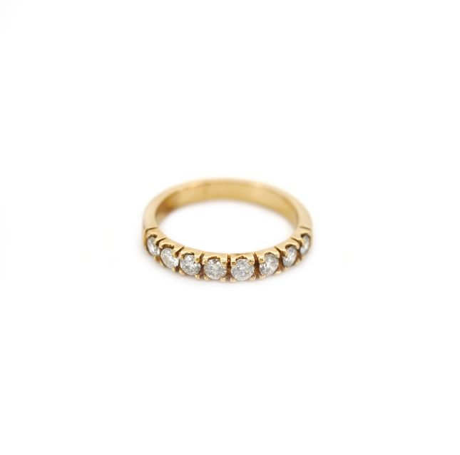 14K Yellow Gold Ring Studded With Round Diamond