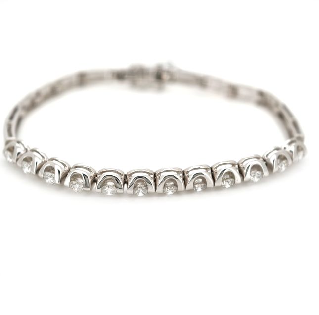 White Gold Diamond Bezel-Set Line Bracelet
