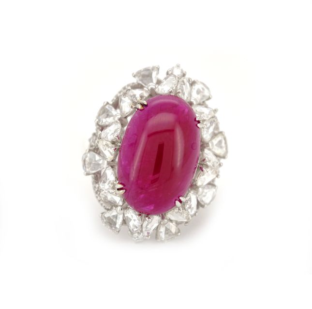 Cabochon Ruby Ring in White & Yellow Gold – LR8614