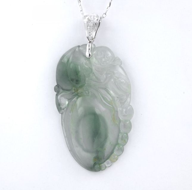 Jadeite Pendant 59.03ct in White Gold