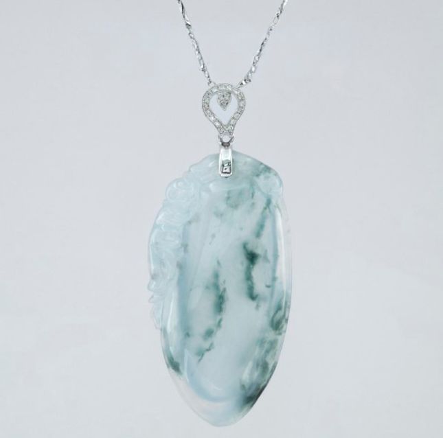 Jadeite Pendant 48.42ct in White Gold