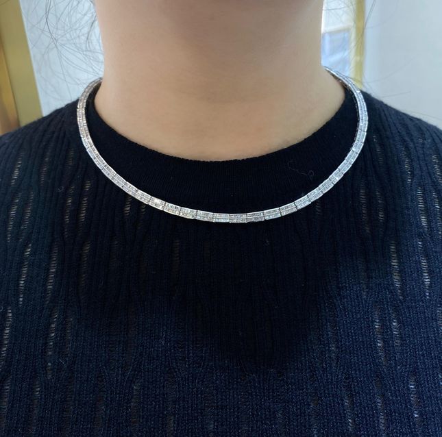 6.80ct Baguette Diamond Necklace in 18K White Gold
