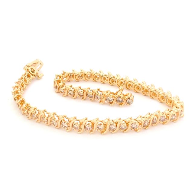 14K Yellow Gold Diamond Bracelet 1.47ct