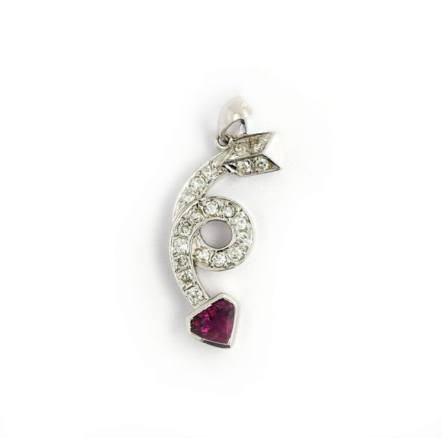 White Gold Heart Ruby Pendant 0.90ct