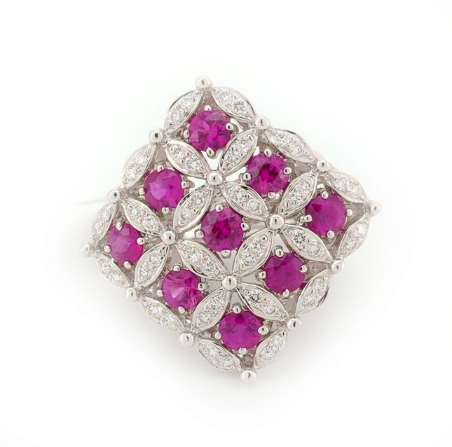 18K White Gold Ruby Ring 1.90ct