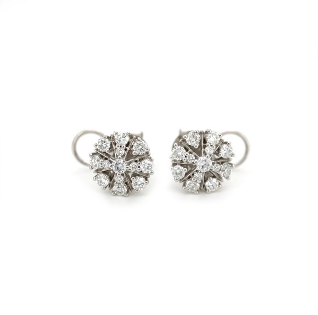 18K White Gold Earring Studded With Round Diamond
