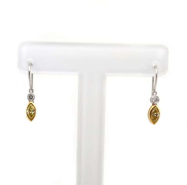 18K Two Tone Gold Earring Studded With Diamond