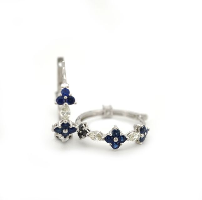 18K White Gold Earring Studded With Sapphire with 0.48ct