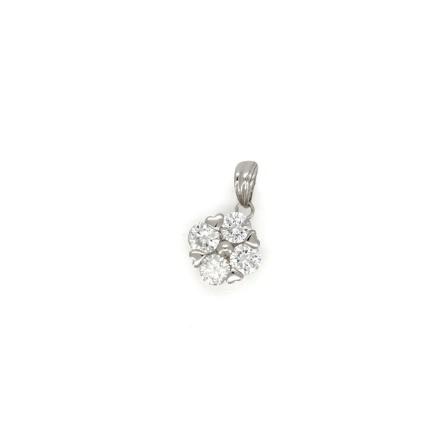 18K White Gold Pendant Studded With Round Diamond