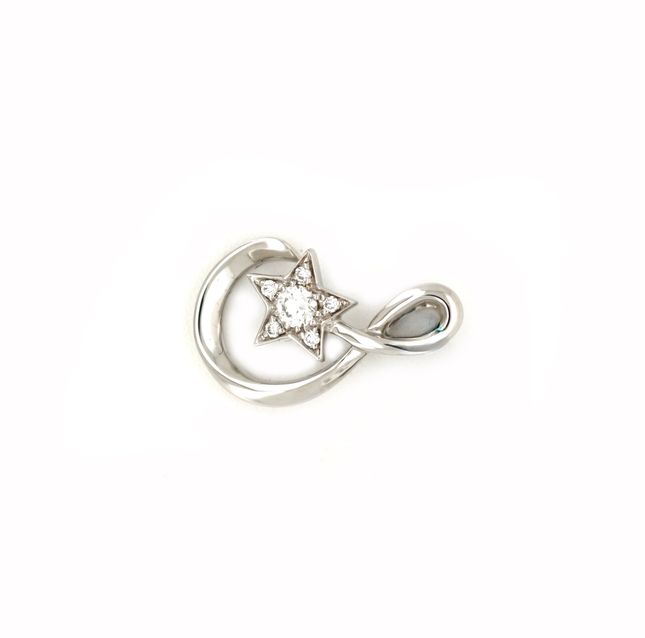 18K White Gold Pendant Studded With Round Diamond 0.06ct
