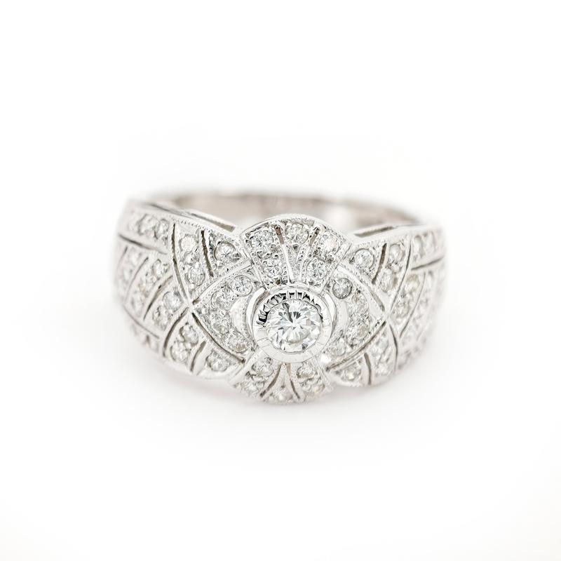 18K White Gold Round Diamond Ring 0.12ct