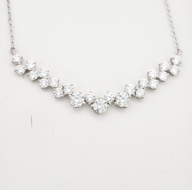 3.40ctw Round Diamonds Stunning Necklace in 18K White Gold