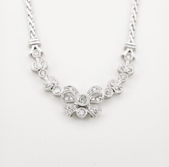 PT900 18K White Gold Platinum Necklace Diamond