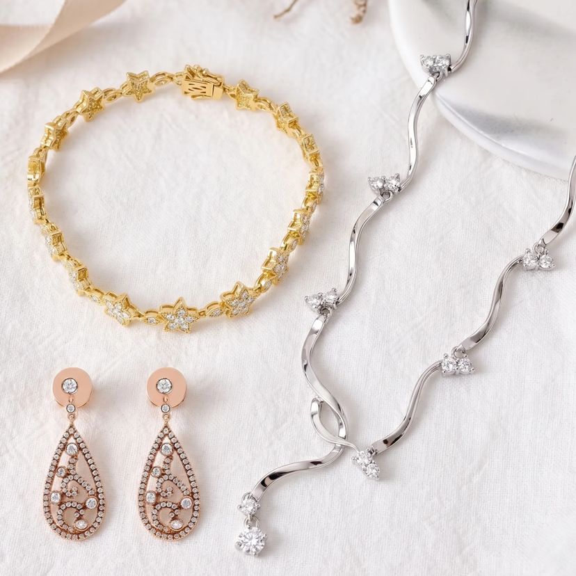 Fine diamond earrings and pendant collection