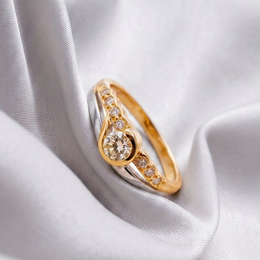 Close-up of a natural diamond ring with facet detail, showcasing documented material and grading value