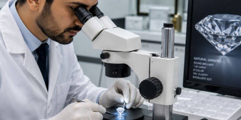 IGI laboratory expert examining diamond