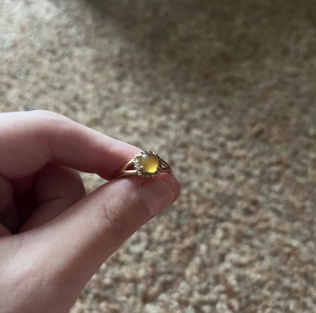 Yellow Round Opal Ring