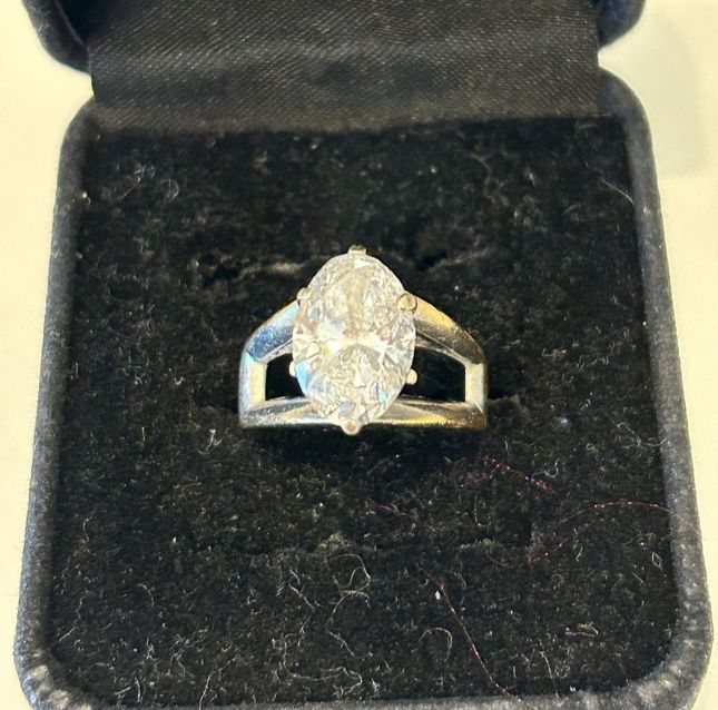 White Oval Diamond 14K Ring