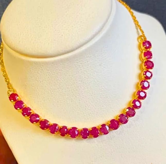 Mogok Natural No-Heat Burmese Ruby Tennis Necklace | GEMGEM