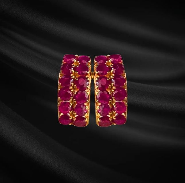Burmese Ruby no-heat Hoop Earring