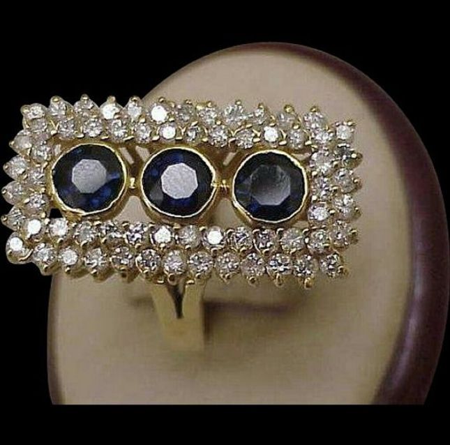 14k Gold 5.75ct Sapphire Diamond Ring