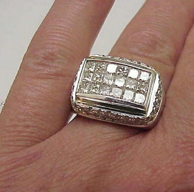 Men's 4.36ct Diamond 18k WG Huge Ring
