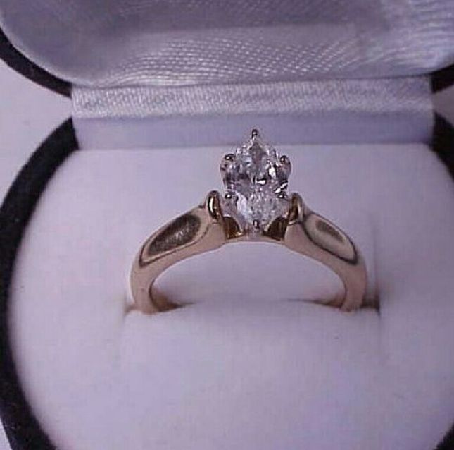 14k Y/G 0.80ct E! Diamond Engagement Ring