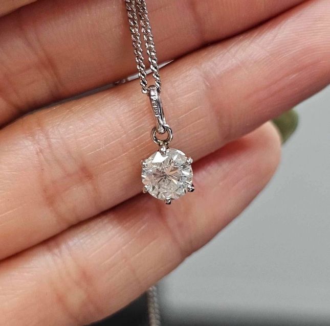 White Diamond Stud Necklace