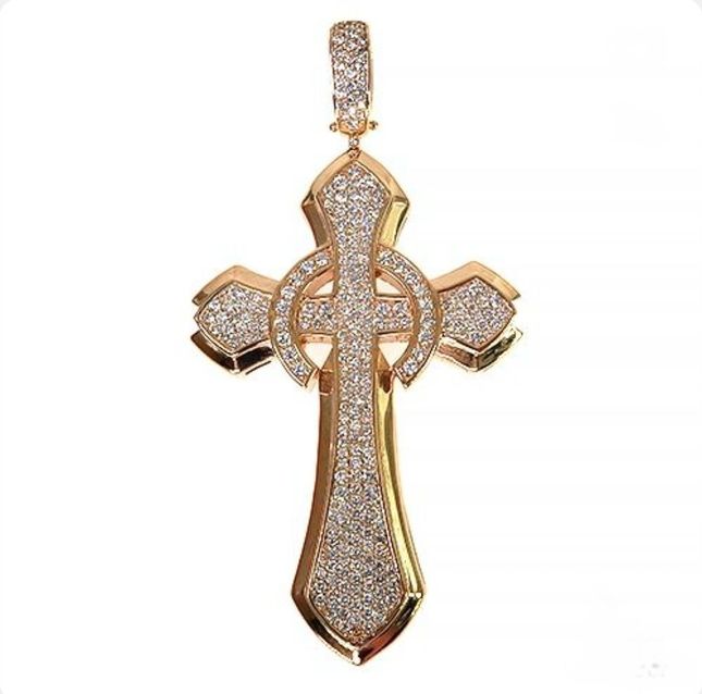 White Round Diamond cross Man's Pendant