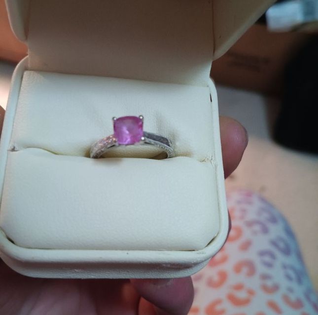 Pink Sapphire Princess Cut Ring
