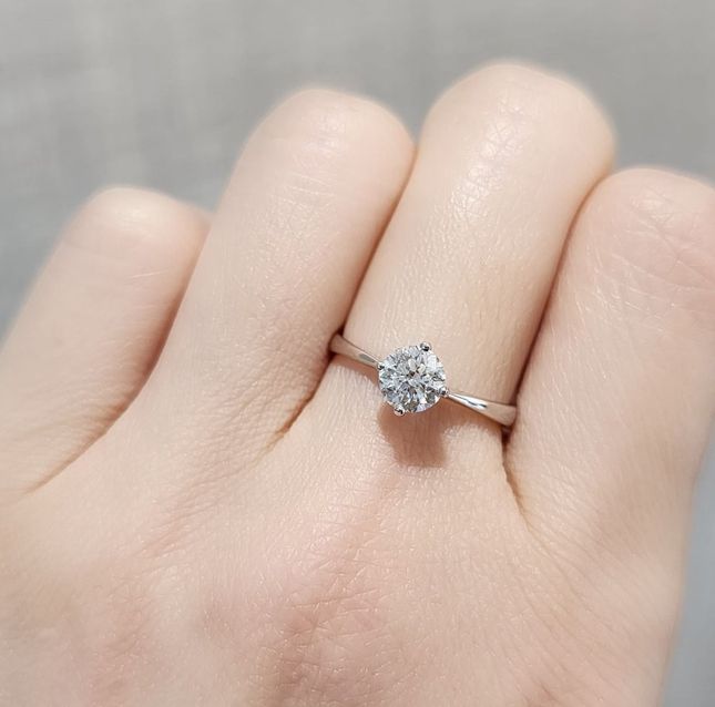 0.70 ct Modern Solitaire Ring in 18K White Gold / 154