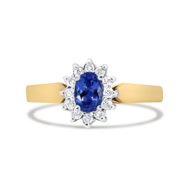 14K Yellow Gold Tanzanite & Diamond Ring