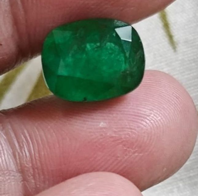 8.97ct Cushion Cut Natural Zambian Emerald