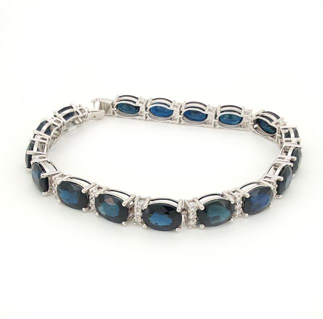 Royal Blue Oval 18K White Gold Bracelet – LB1115