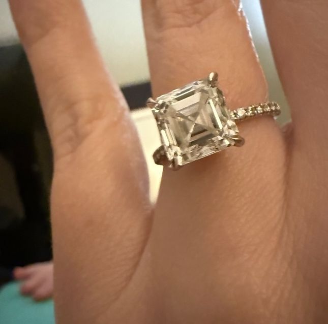 GIA Certified White Diamond Asscher Cut Platinum Ring