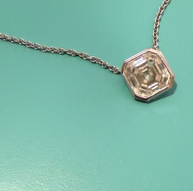 Diamond Asscher Platinum Pendant