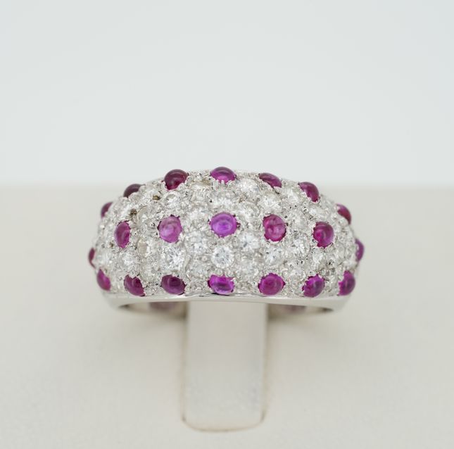 Designer 18K White Gold Multi-Gemstone Round