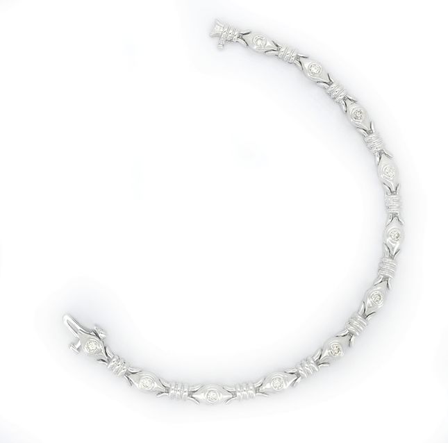 Round 14K White Gold Bracelet – LB744