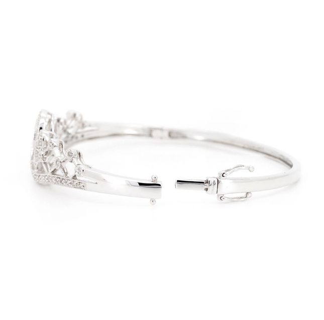 Crown Bangle Diamond 18k White Gold