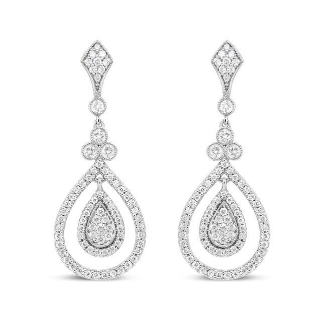 Diamond Teardrop 18K White Gold Earrings