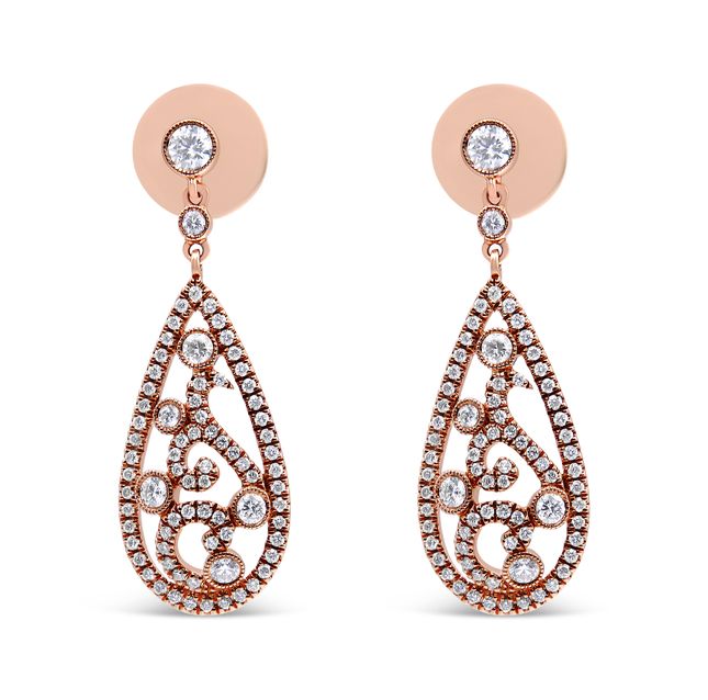 Diamond Teardrop Stud 18K Rose Gold Earrings