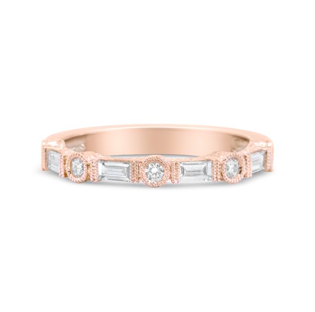 14K Rose Gold Diamond Bridal Band Ring