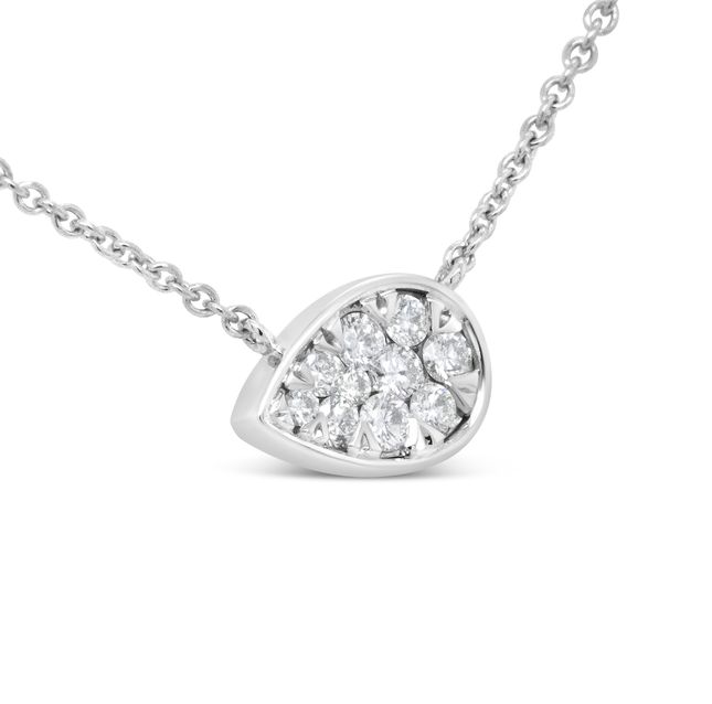Diamond Teardrop 14K White Gold Pendant