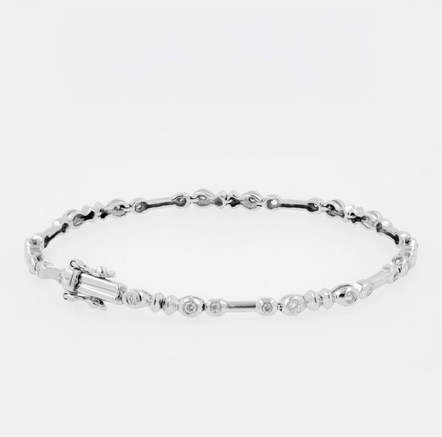 White Gold Diamond Station Link Bracelet