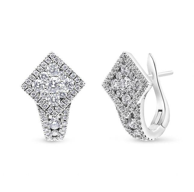 White Gold Diamond Cluster Huggie Earring