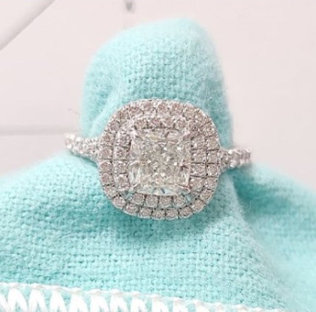 Solitaire Diamond Halo Platinum Ring