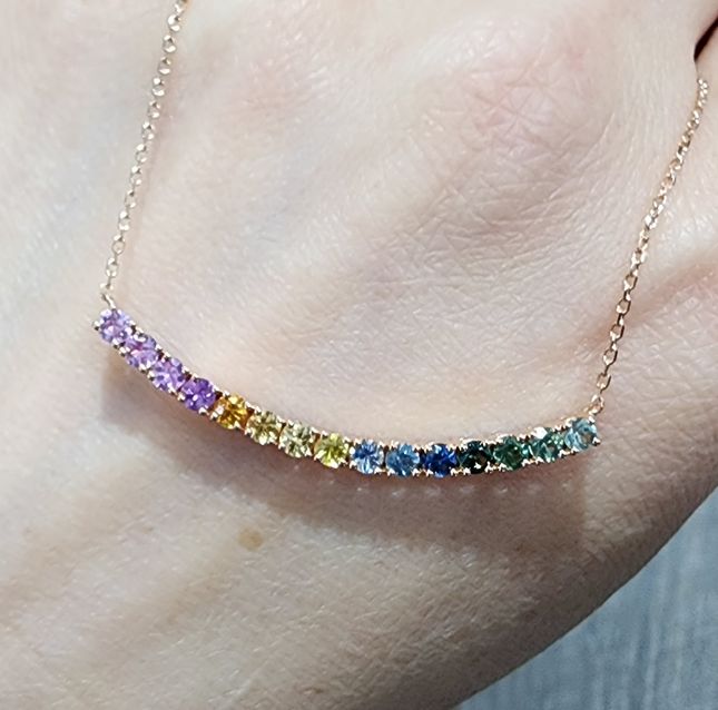 Sapphire Necklace 18K Rose Gold NK1127