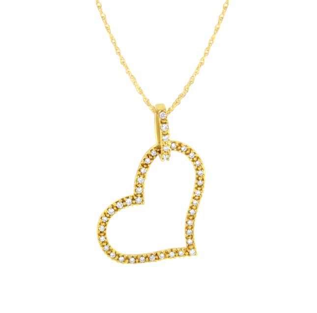 Diamond Open Heart 10K Yellow Gold Pendant